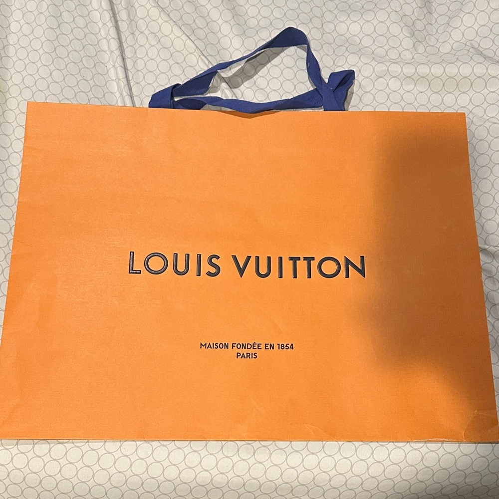 Louis Vuitton Bold Orange Tote with Blue Handles
